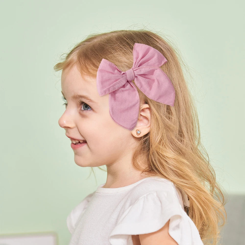 15Pcs cotton cheer bow hairclips set girls big bowknot ponytail hairgripes party travel headdress