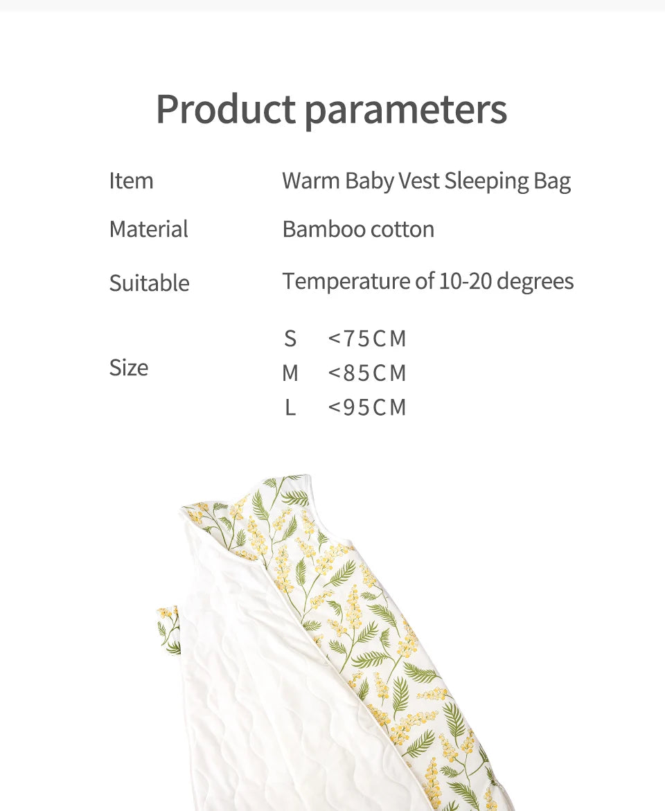Elinfant Sleeveless Soft Newborn Baby Sleeping Bag Bamboo Cotton Warm Wearable Blanket Winter Print Vest Sleep Sack