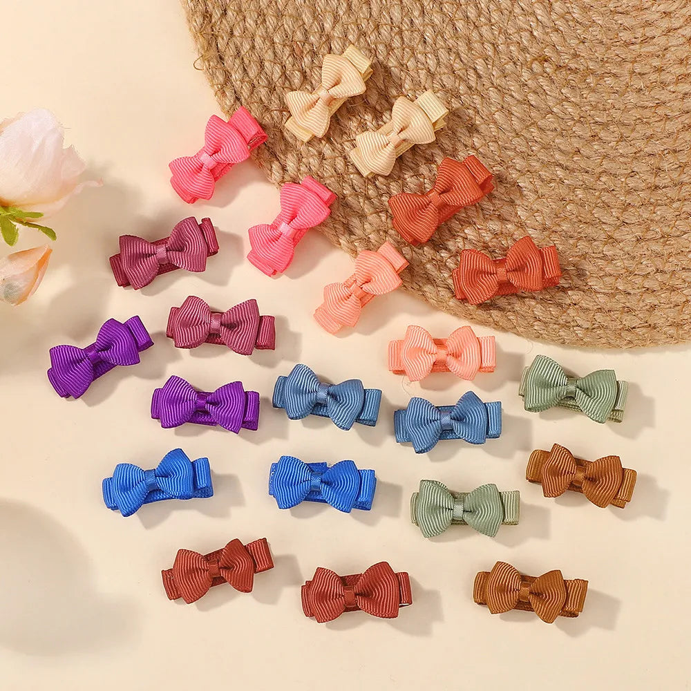 36pcs/set Ribbon Mini Hair Bows Clips for Girls Cute Candy Color Bowknot Hairpins Headwear Toddlers Hair Accessories