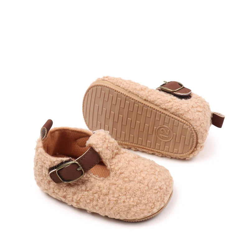 Winter Cute Baby Girl Boy Velvet Cotton Shoes Warm Plush Comfortable TPR Sole Anti Slip Solid High Quality Walking Shoes BMB4005