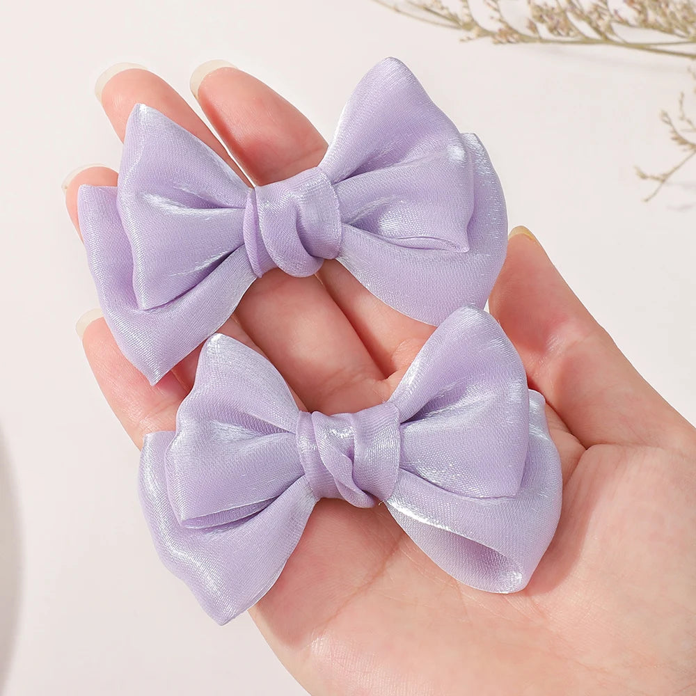 2Pcs/lot Princess Chiffon Bow Ponytail Hair Clips Girls Kids Hair Jewerly Hairpin Barrettes Fashion Hair Accessories