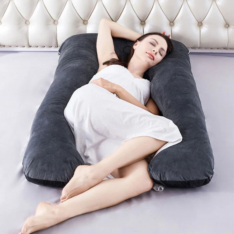 Solid Color Removable Washable Maternity Pillow Pregnancy Waist Protection Pillow Crystal Velvet Pregnancy Support Belly Pillow
