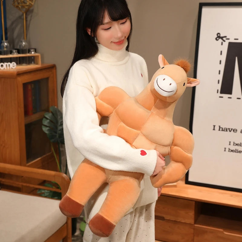 Nice Creative And Quirky Strong Muscular Abdominal Muscle Plush Toy Horse Doll Cute Cartoon Anime Doll Decoration Christma Gift