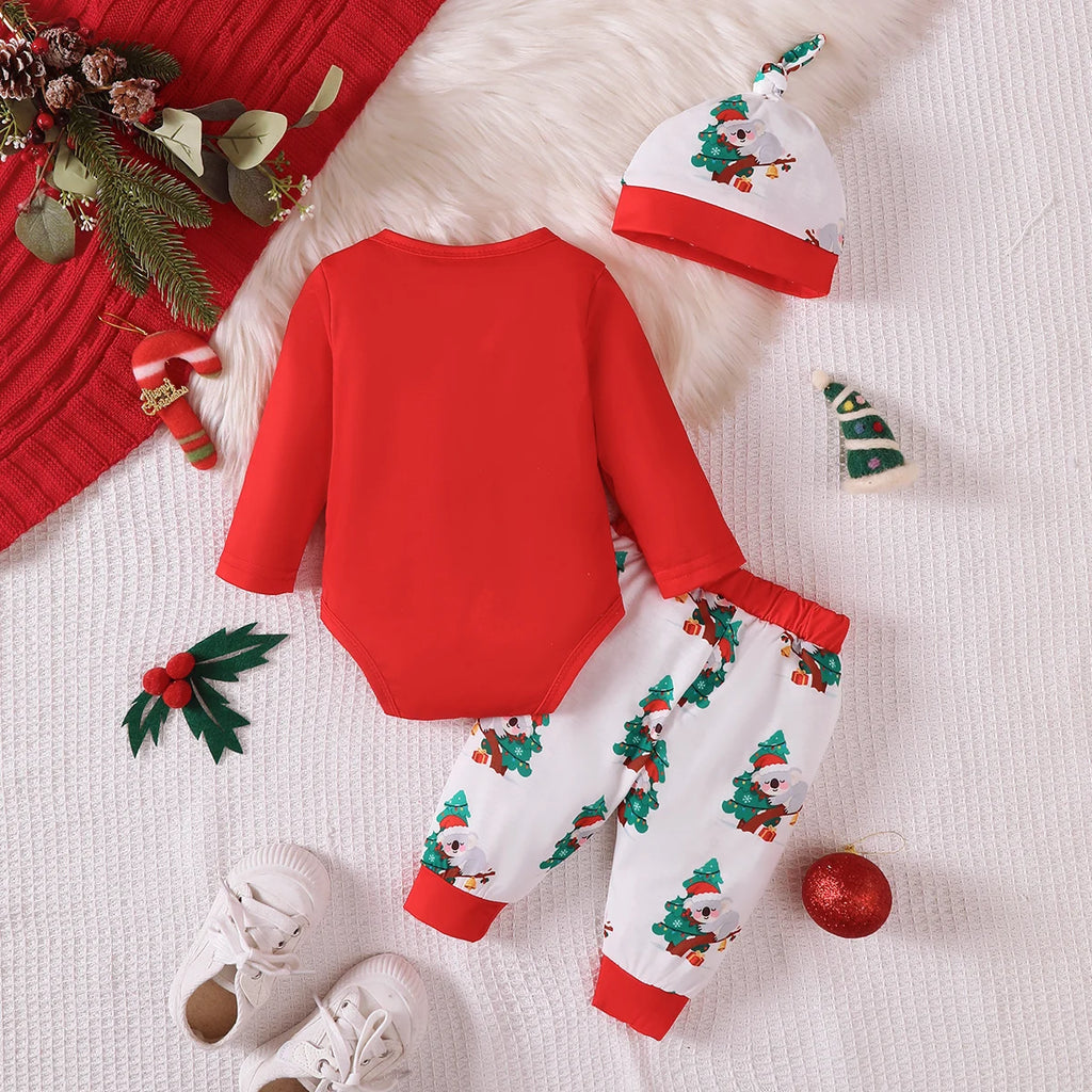 0-18 Months Newborn Baby Cute Koala Jumpsuit+Pants+Hat Three Piece Set Baby girl Spring and autumn set Baby Clothing