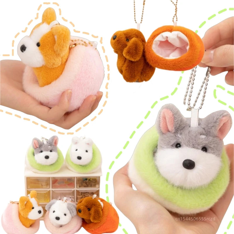 Cute Dog Pendant 10CM Love Dog Nest Series Plush Pendant Schnauzer,Corgi Dog,Teddy Dog Keychain Stuffed Animal Puppy Kid Gift