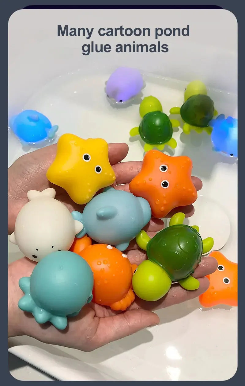 9pcs Floating Light Up Animal Bath Toy Safe PVC Material For Children 3-5 Years Old Perfect For Pools 195F
