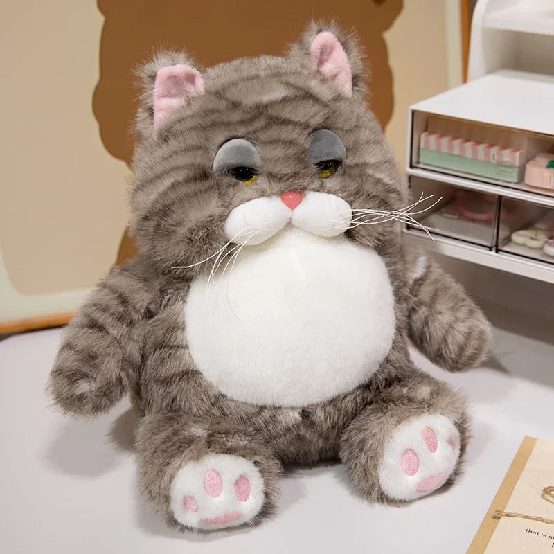 Fat Soft Cat Plush Doll Cute Pattern Weighted Sitting Design Parent-Child Game Toy for Children's Room Decor