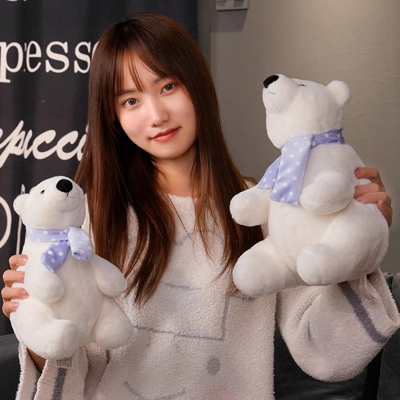 Hot 25/30/40cm Lovely Polar Bear Plush Toys Cute Soft White Bears With Scarf Dolls Stuffed Animal Pillow Girls Valentine's Gift