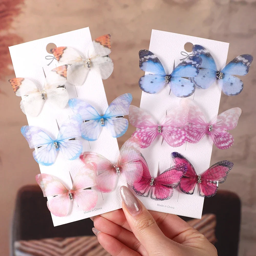 6Pcs/set Sweet Butterfly Hairpins for Girls Do Not Hurt Hair Super Nice Boutique Hairclips Womens Fashion Hair Accessories