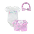 Cute Fashion 3-Piece Baby Girl Clothing Set Cartoon Newborn Bodysuits+Short Pants+Hairband Suits Summer Infant Clothes