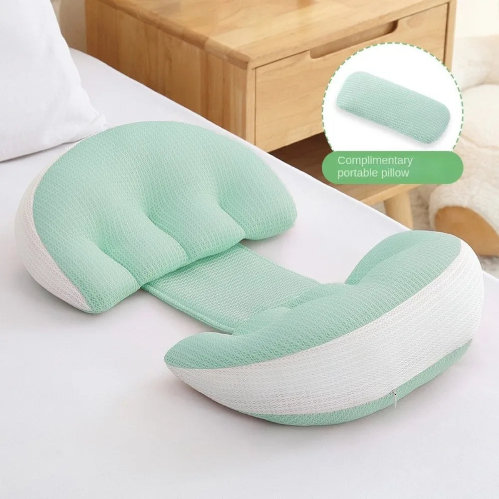 Maternity U Shaped Pillow For Abdominal Support 64x36cm Adjustable Size Soft Cotton Cover