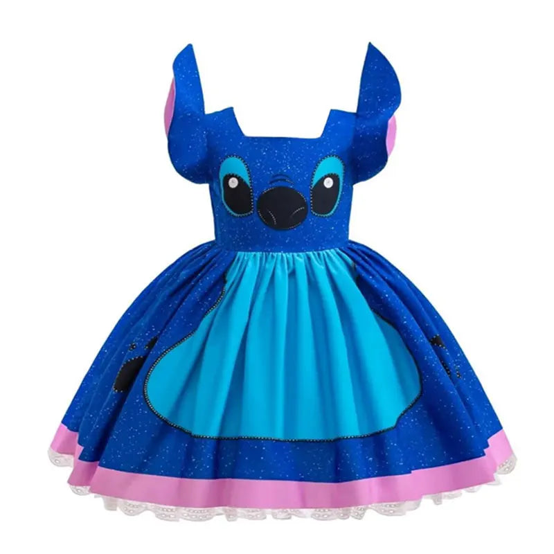 Disney Movie Stitch Costume Sets Girls Cosplay Cartoon Cute Princess Dress Stage Performance Purim Carnival Kids Dress