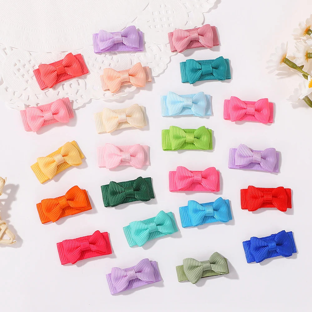 20Pcs/set Baby Safe Hairpins Mini Bows Hair BB Hairclips Candy Color Hairgripes Children Lovely Hair Accessories