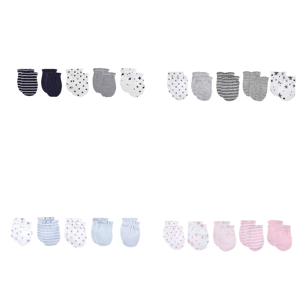 Kiddiezoom 4/5 Pairs Newborn Gloves 100%Cotton Cute Breathable Mittens Baby Accessories 0-6M