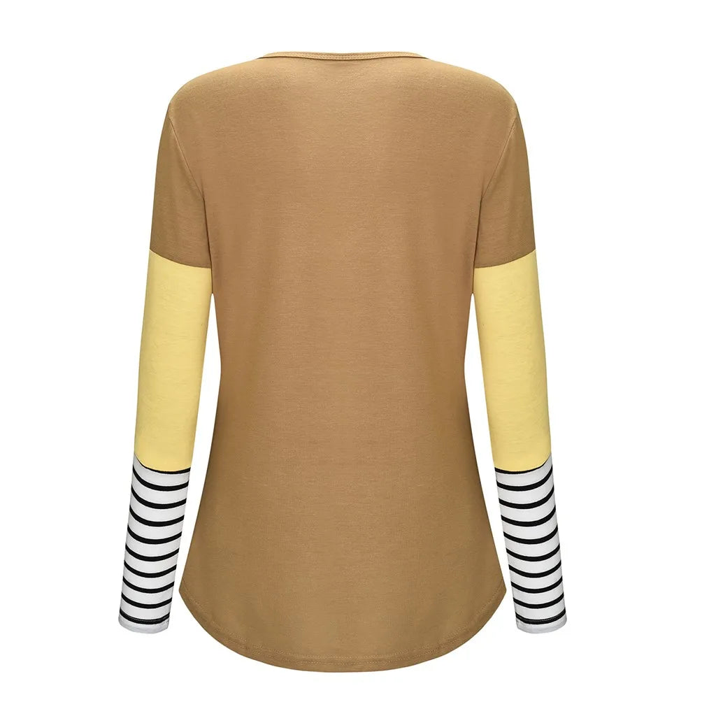 Fashion Pregnant Women Stiching Color Breastfeeding Nursing T Shirts Casual Loose Long Sleeve Tee Tops For Maternity