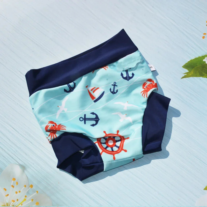 Eezkoala Leakproof Swimming Diaper Newborn High Waist Nappies Washable Sunproof Swimwear