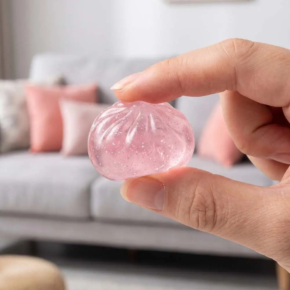 24pcs/set Soft Cute Mini Dumplings Squishy Food Shape Squeezable Squishy Crystal Bun Pinch With Steamer Fidget Sensory Toy