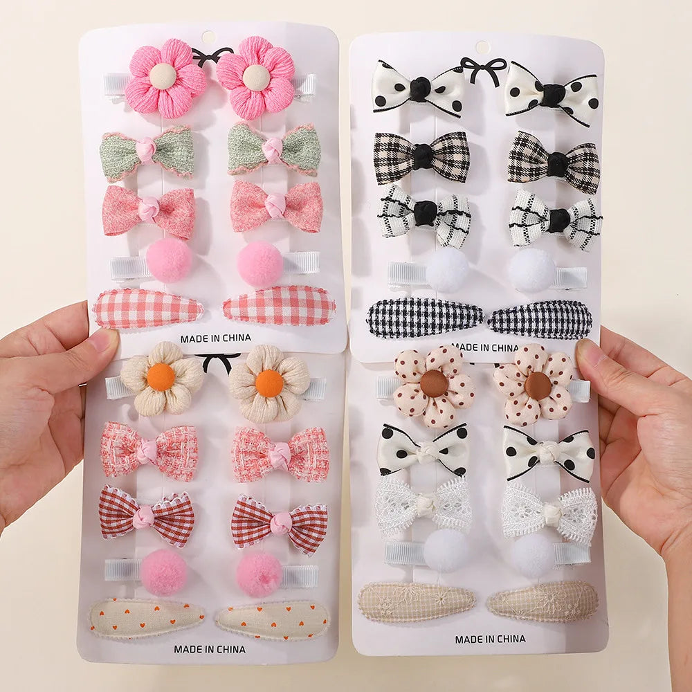 10pcs/Set Cute Butterfly Fabric Flower Bow Hair Clips for Baby Girls Children Sweet Hairpin Headwear Hair Accessories