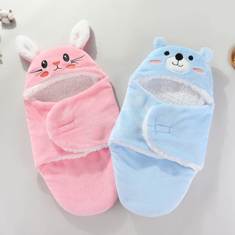 Baby Sleeping Bags Autumn and Winter Soft Newborn Baby Wrap Blankets Cartoon Cocoon for babies Flannel Warm Baby Sleepsack 0-9M