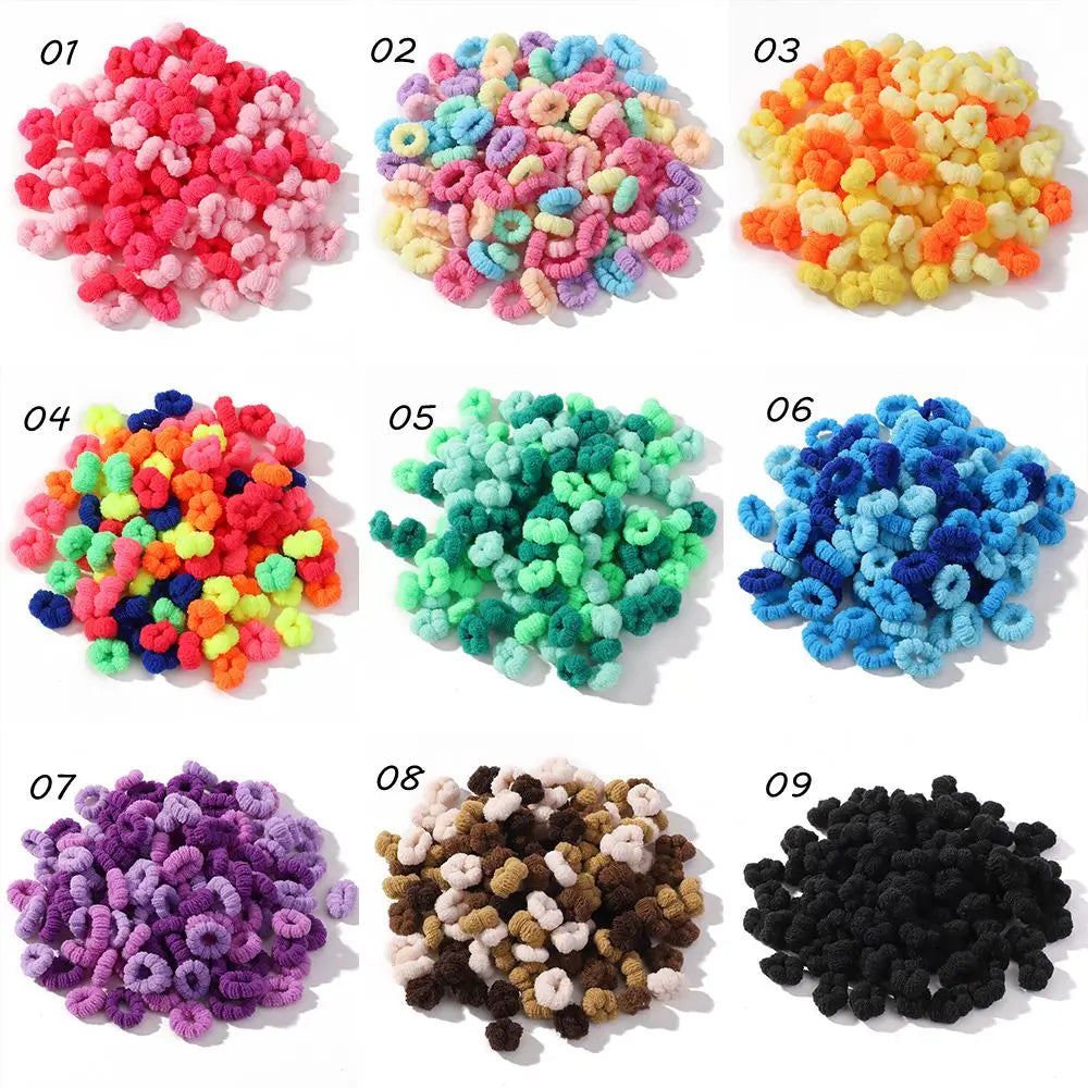 100Pcs Children Elastic Hair Bands Girls Colorful Hair Ties Ponytail Holder Rubber Bands Mini Scrunchie Kids Hair Accessories