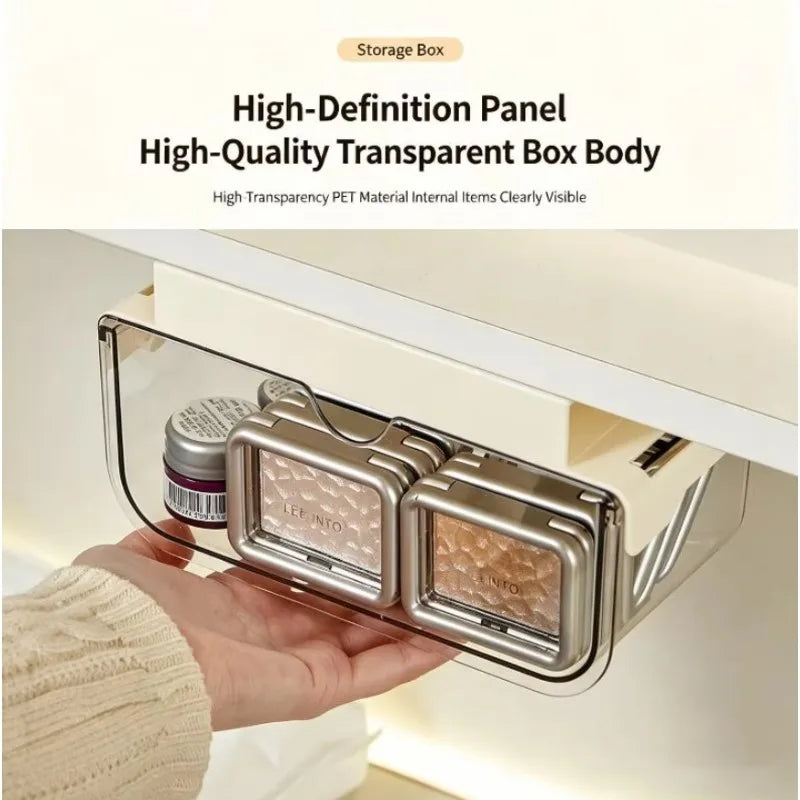 Drawer Style Storage Box Under The Mirror Cabinet Transparent Bathroom Cotton Stick Makeup Cotton Bathroom Pull-Out Storage Case