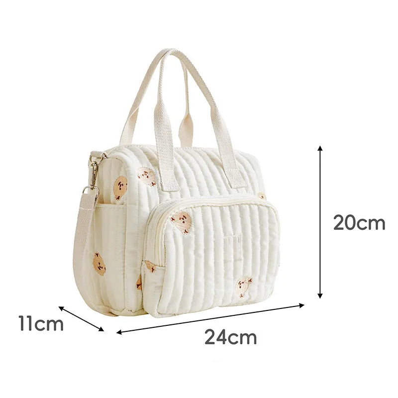 New Mommy Bag Portable Large Capacity Diaper Bag Embroidered Bear Cute Leisure Storage Bag
