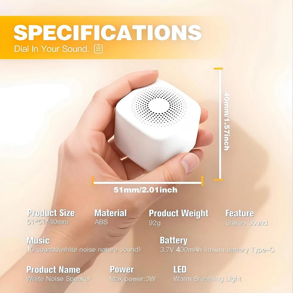 White Noise Machine 10 Soothing Sounds Sleep Sounds Machine with Night Light USB Charging Sleep Aid Device for Baby Adult
