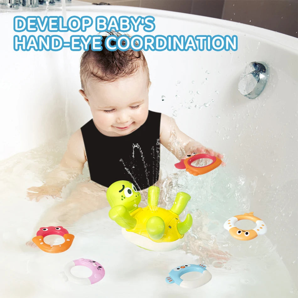 Electric Turtle Cute Swimming Turtle Water Spray Turtle Toys Bathroom Bath Toys Parent-Child Interactive for Kids Water Playing
