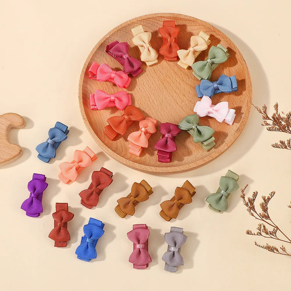 36pcs/set Ribbon Mini Hair Bows Clips for Girls Cute Candy Color Bowknot Hairpins Headwear Toddlers Hair Accessories