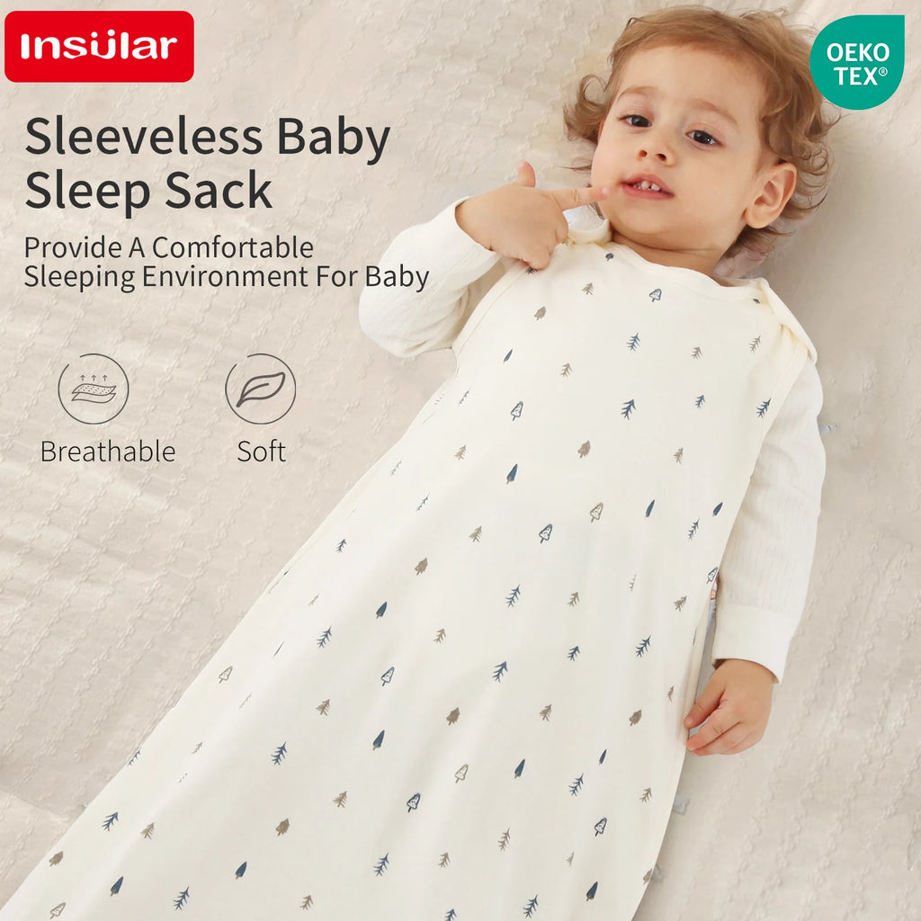 New Sleeveless 100% Cotton Vest Baby Sleeping Bag Thin Breathable Pajamas Anti-Kicking Cocoon for Newborn Envelope Sleep Sack