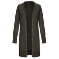 New Fashion Spring Autumn Long Sleeve Pocket Knitted Cardigan Woman Solid Female Long Cardigans
