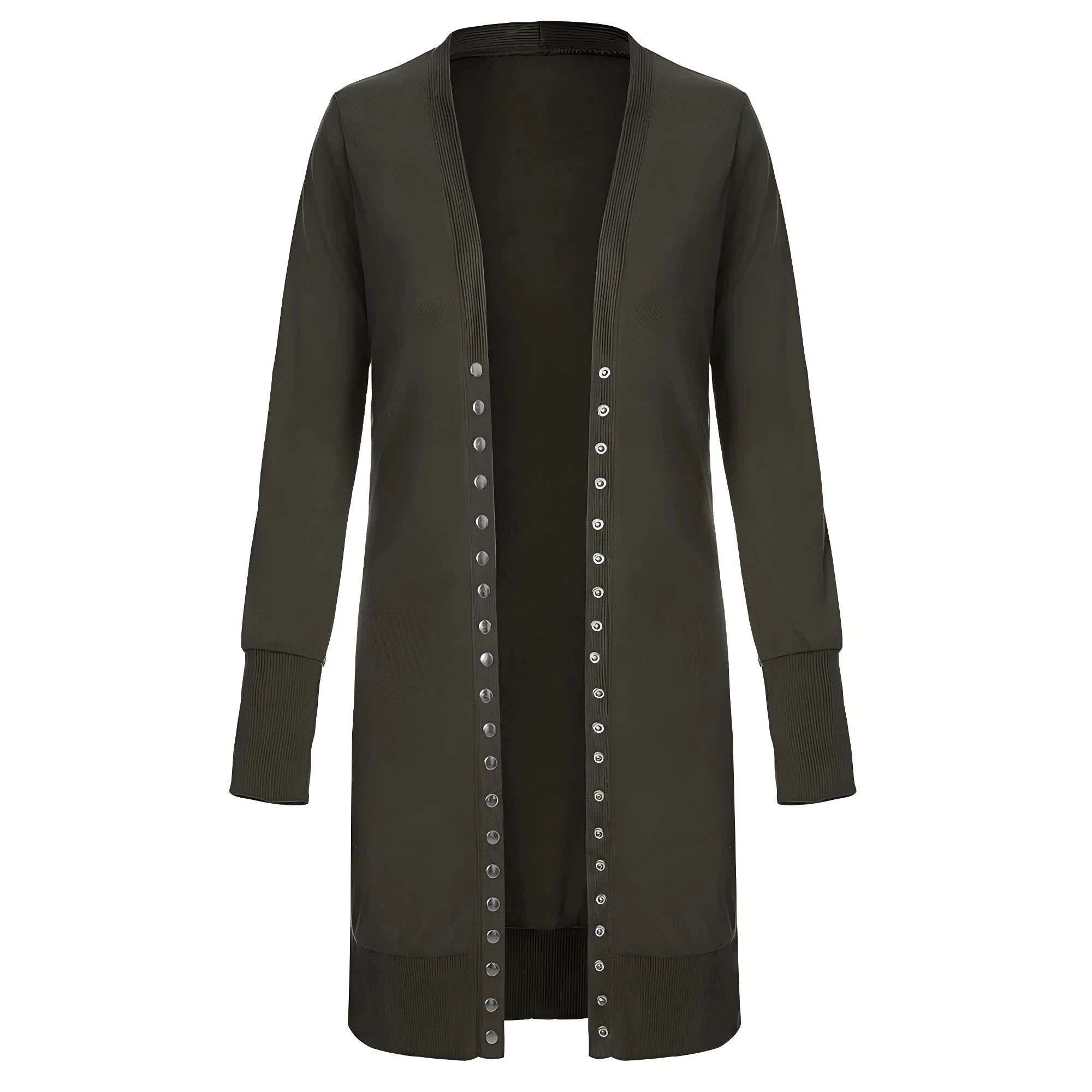 New Fashion Spring Autumn Long Sleeve Pocket Knitted Cardigan Woman Solid Female Long Cardigans
