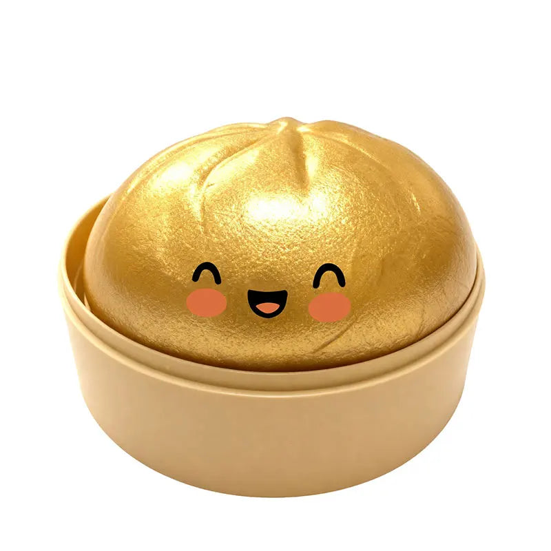 Cute Bao Bun Dumpling Squishy Slime Stress Relief Toys Non-Stick Clear Glitter Slime Stress Ball Fidget Toy for Kids Party Favor