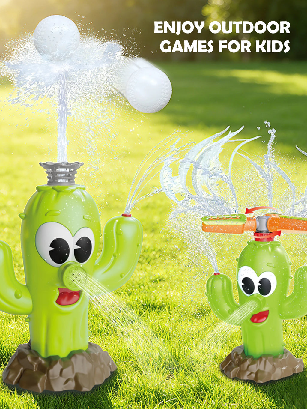 Cactus Sprinkler Outdoor Water Spray Toys, Summer Outside Backyard for Kids Playing Water Games Sprinkler Set Gifts