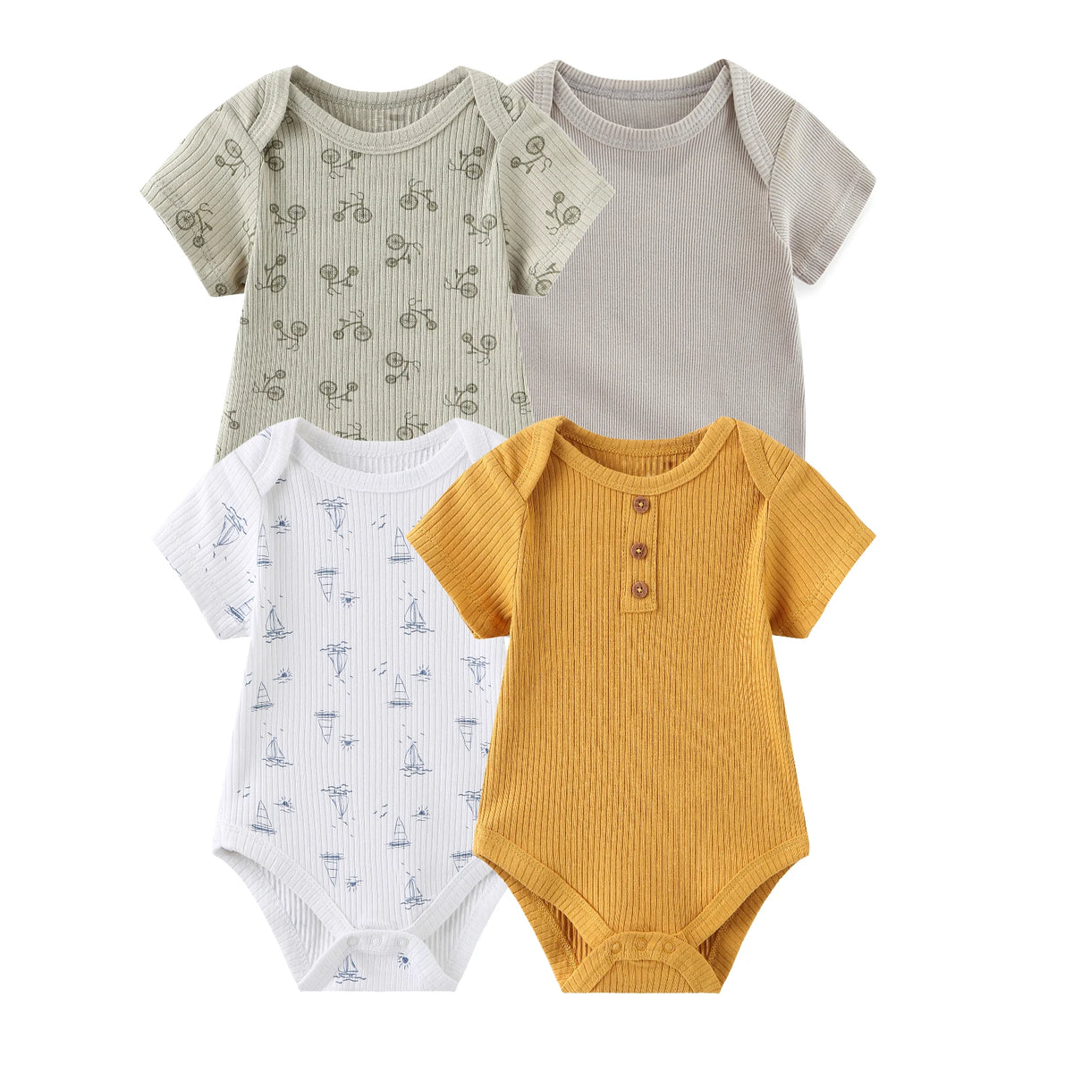 Four Seasons Unisex Infant Bodysuits Set 3 4 5 Pcs Cartoon Print Newborn Onesies