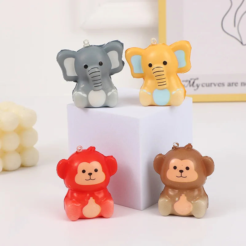 5/10/20/30PCSPU Slow Rebound Animal Squishy Cartoon Stress Relief Toy Keychain Resistant to Rubbing Release Pressure Squishy