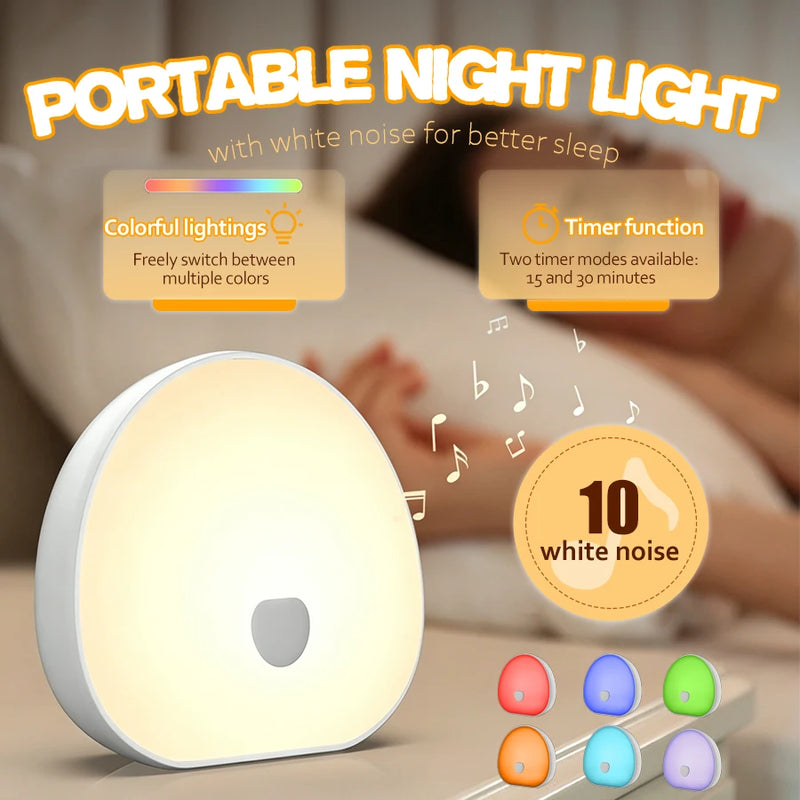 New White Noise Night Light 7 Color Ambient Light Effects 10 Soothing White Noise Sounds Suitable For  Bedroom Night Light