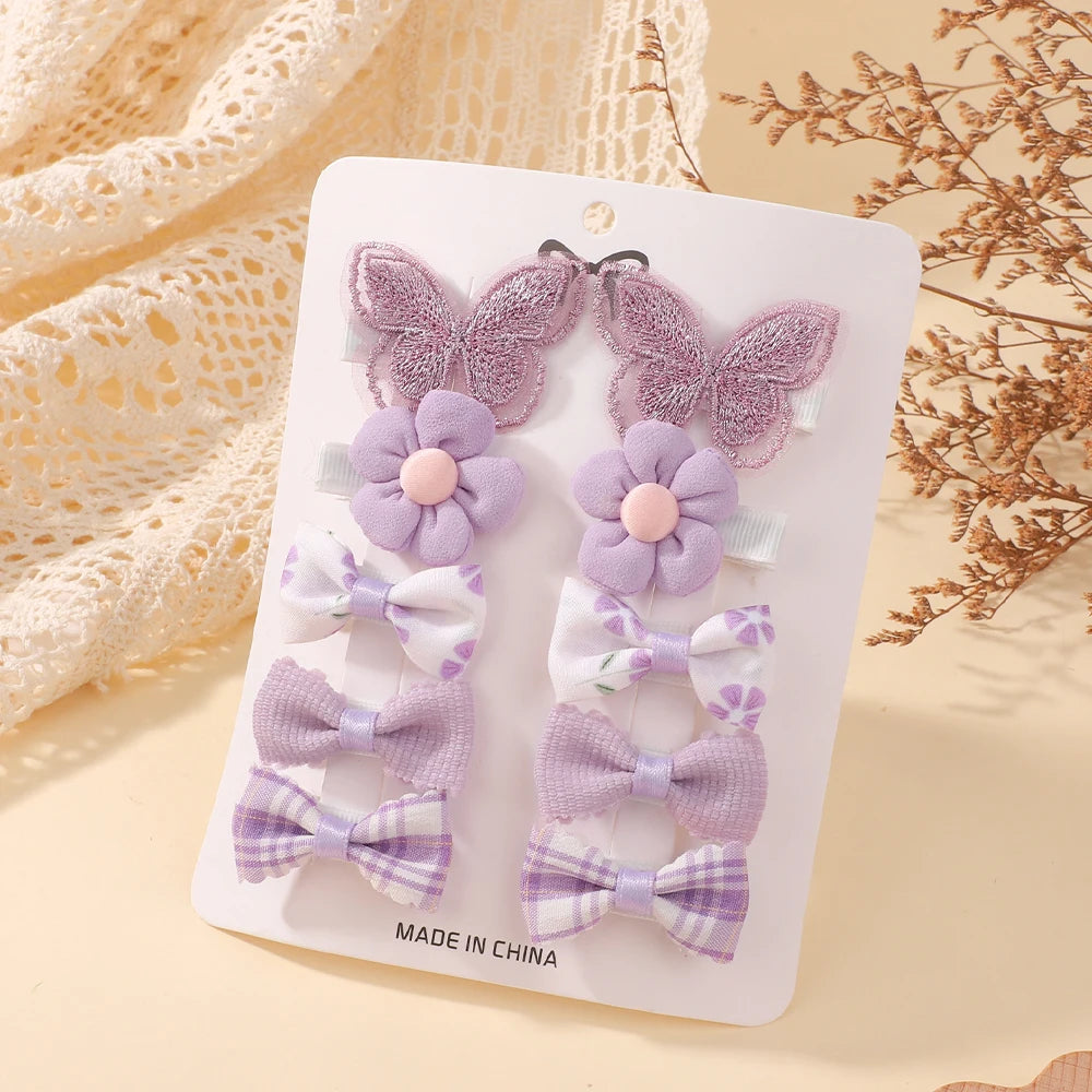 10Pcs Set Multicolor Flower Hair Clips for Girls Primary Hair Accessory and Decoration