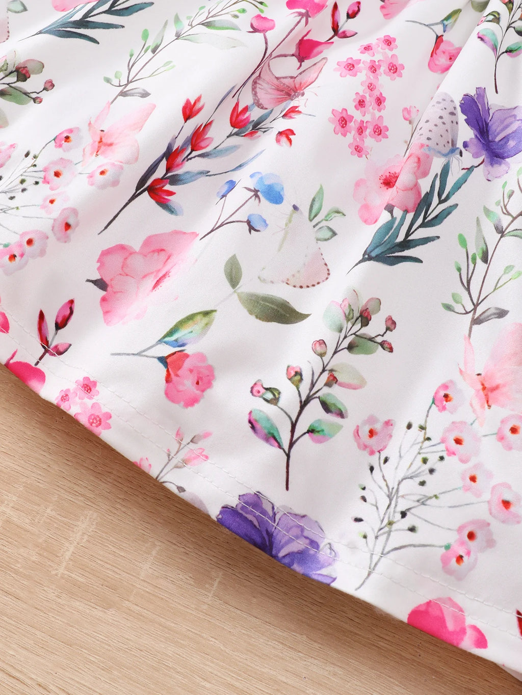 4-7 Year old Girls' Round Neck Floral Sleeveless Dress+Pink Long Sleeved Shawl 2Pcs/Set Girls' Spring and autumn Fashion Dress