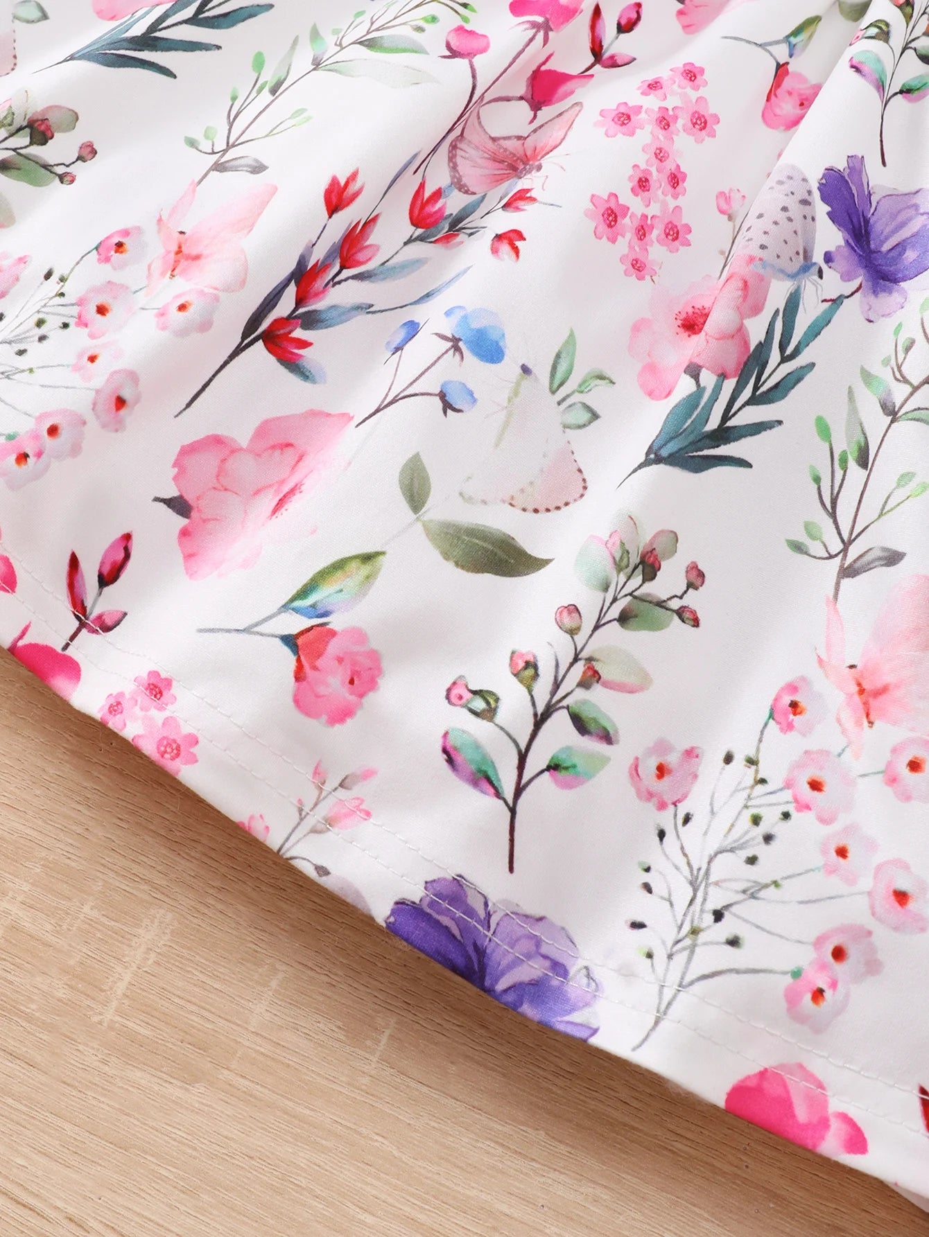 4-7 Year old Girls' Round Neck Floral Sleeveless Dress+Pink Long Sleeved Shawl 2Pcs/Set Girls' Spring and autumn Fashion Dress