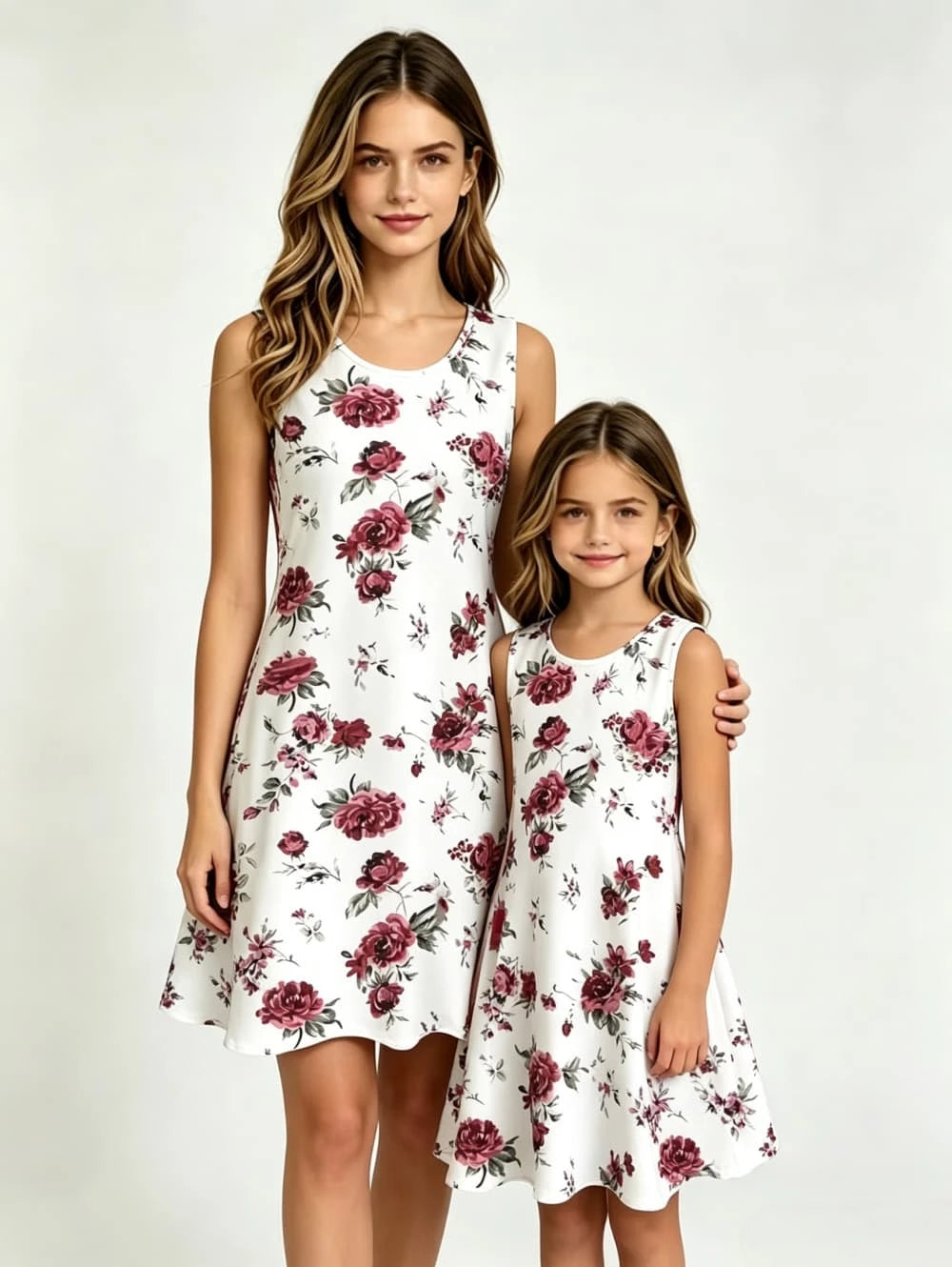 Women's Sleeveless Dress Bohemian-Style Print Casual Beach Parent-Child Outfit Loose Round-Neck Ethnic Rustic Style Girl Clothes