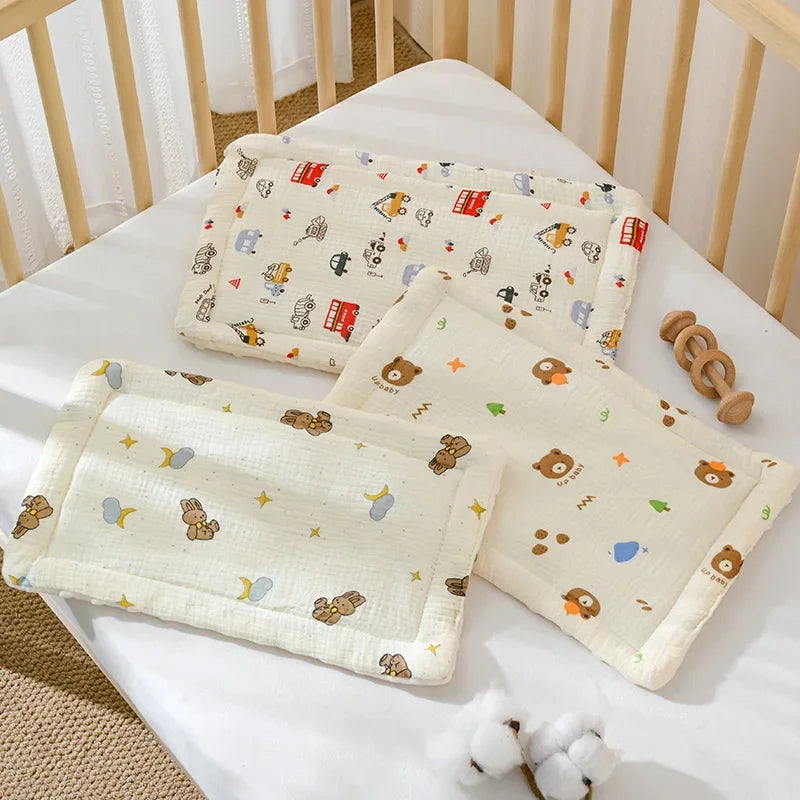 Baby Pillow 0-12 Months Baby Bean Velvet Pillow Cushion Four Seasons General Cotton Gauze Breathable Infant Pillow