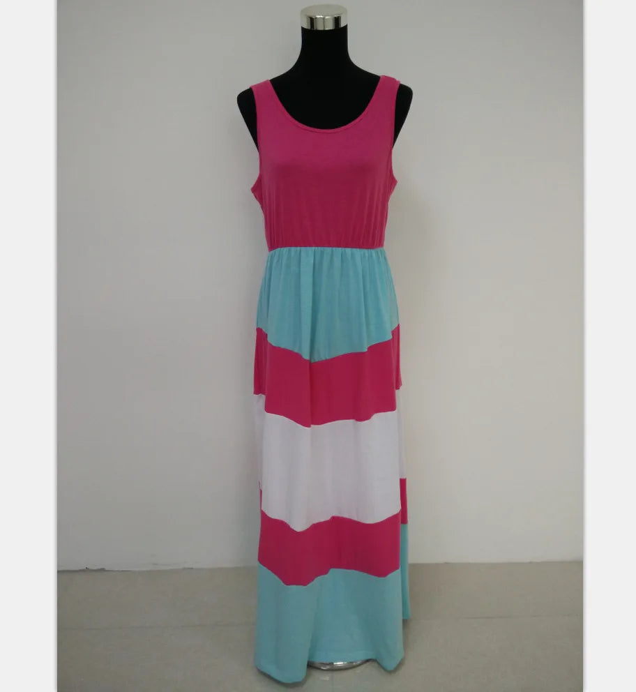 2026 Matching Parent-Child Dress Family Matching Mother Daughter Dresses Clothes Striped Mom Dress Kids Child Outfits Mum Sister