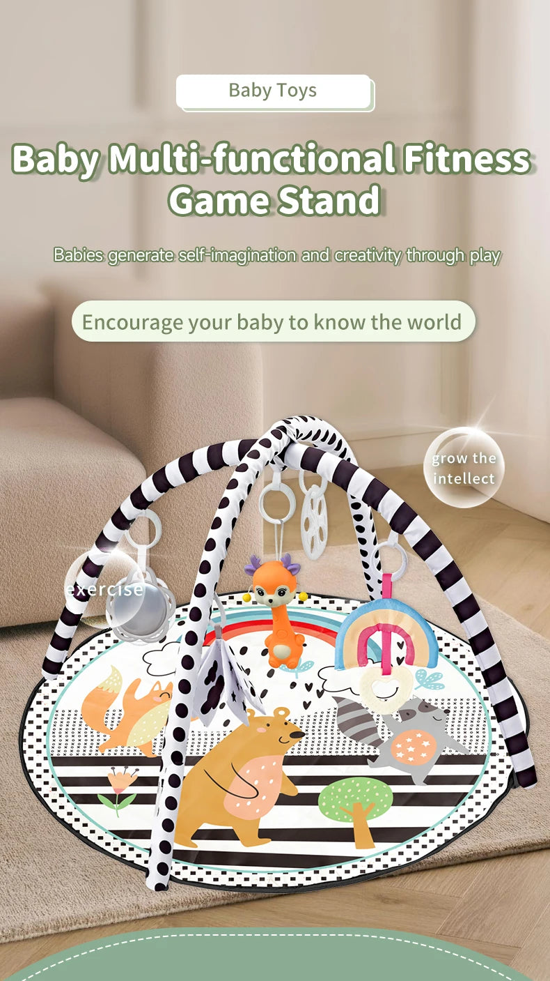Baby Educational Fitness Frame Gym Play Mat 0-36 Months Tummy Time Crawling Game Blanket Toys Play Mat Rack Crawling Blanket