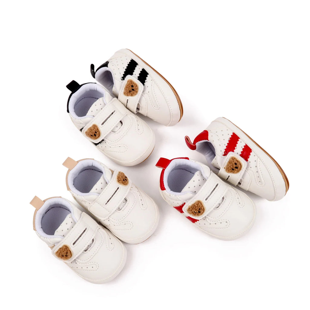 2025 0-18 Months Baby Boys Girls Sneakers Cute Bear Embroidery Infant First Walking Shoes Non-Skid Athletic Shoes