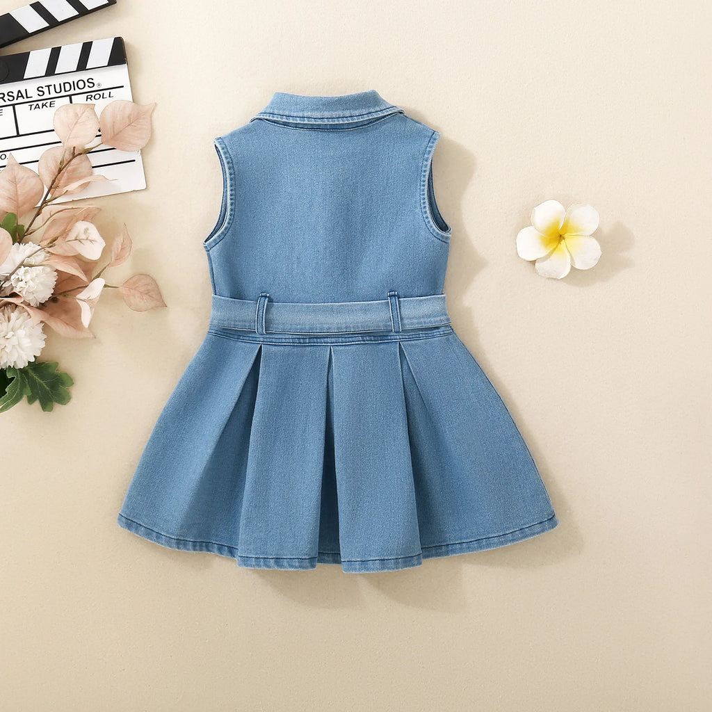 Summer baby girl denim sleeveless dress sweet and cute