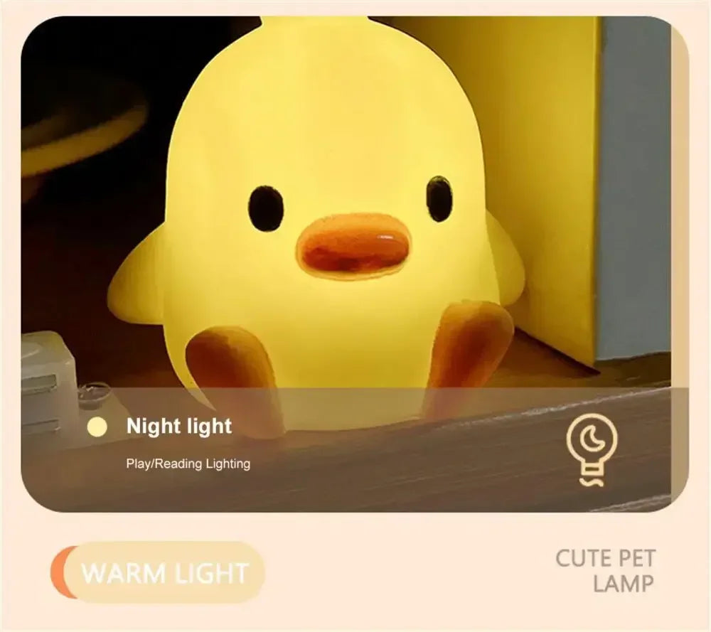 Cartoon Little Yellow Duck Night Light Built-in Battery Night Light No Harm Eyes Children Sleeping Lamp Bedroom Decor Light
