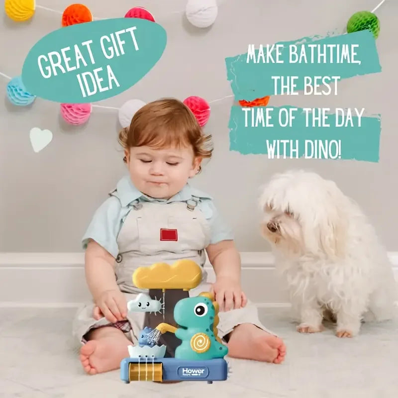Baby Bath Toys Spray Toy for Kids Cartoon Dinosaur Suction Cup Dinosaur Bath Toys for Toddlers Animal Sprinkler Waterwheel Water