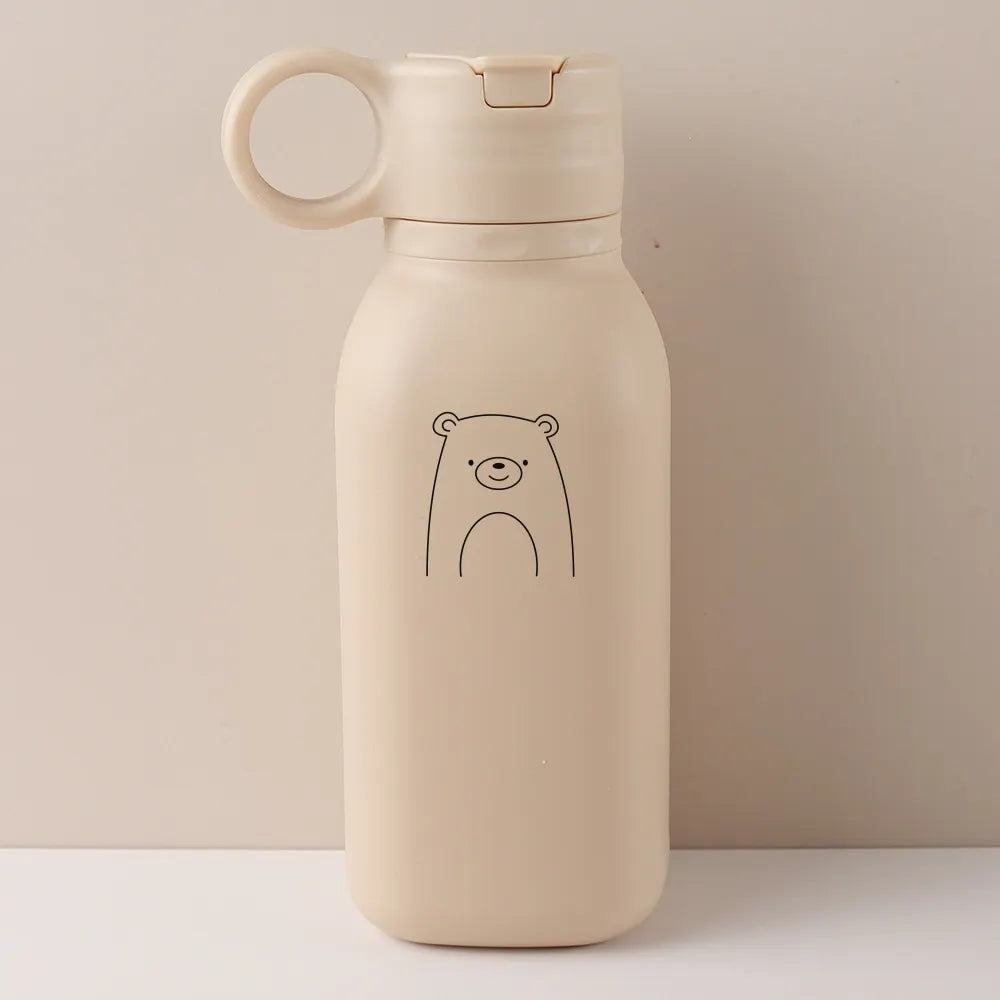 Personalized 450ml Silicone Straw Cup with Name – Custom Cartoon Water Bottle for Kids