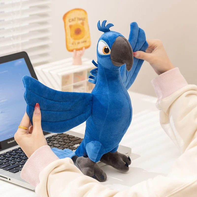 2026 High Quality 1pc 35cm Cartoon Blue Parrot Plush Toy Blu & Jewel Bird Doll Soft Stuffed Animal Cute Christmas Gift For Kids